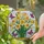 Garden Lovers' Tiffany Style Translucent Stained Glass Daffodils Orange Yellow Pink Blue Butterflies Verdant Green Mosaic Stained Glass Suncatcher - 2