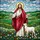 Stained Glass Art Lovers' Glowing Jewel Tone Tiffany Jesus Lamb Intricate Pastoral Mosaic Stained Glass Suncatcher - 5