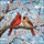 Bird Lovers' Jewel Tone Red Tan Stained Glass Cardinal Pair Cherry Blossom Mosaic Stained Glass Suncatcher - 5