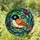Nature Lovers' Tiffany Stained Glass Plump Orange Winged Bird Black Head Peach Belly Mosaic Art Stained Glass Suncatcher - 1