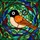 Nature Lovers' Tiffany Stained Glass Plump Orange Winged Bird Black Head Peach Belly Mosaic Art Stained Glass Suncatcher - 5