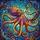 Deep Sea Admirers' Intricate Stained Glass Octopus Jewel Tone Mosaic Gold Orange Purple Blue Teal Stained Glass Suncatcher - 5
