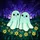 Fantasy Art Lovers' Glowing Ghost Duo Stained Glass Teal Indigo Night Luminous Starscape Stained Glass Suncatcher - 5