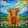 Nature Lovers' Intricate Stained Glass Highland Cow Golden Fur Floral Wreath Radiant Sun Wildflower Mosaic Stained Glass Suncatcher - 5