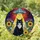 Cat Lovers' Tiffany Stained Glass Black Cat UFO Glowing Green Eyes Cosmic Floral Art Stained Glass Suncatcher - 1