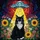 Cat Lovers' Tiffany Stained Glass Black Cat UFO Glowing Green Eyes Cosmic Floral Art Stained Glass Suncatcher - 5