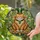 Cat Lovers' Tiffany Style Stained Glass Ginger Cat Leprechaun Hat Gold Shamrock Mosaic Stained Glass Suncatcher - 2