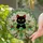 Cat Lovers' Vibrant Stained Glass Black Cat Green Leaf Red Ladybug Woven Mosaic Art Stained Glass Suncatcher - o863m-p9-1