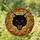 Mystical Art Fans' Fierce Black Cat Fiery Red Eyes Stained Glass Autumn Foliage Mosaic Stained Glass Suncatcher - 1
