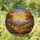 Nature Lovers' Tiffany Style Stained Glass Autumn Mountain Sunrise Landscape Edge-to-Edge Fiery Orange Yellow Blue Jewel Tones Stained Glass Suncatcher - 1