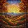 Nature Lovers' Tiffany Style Stained Glass Autumn Mountain Sunrise Landscape Edge-to-Edge Fiery Orange Yellow Blue Jewel Tones Stained Glass Suncatcher - 5