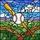 Baseball Dads' Tiffany Style Stained Glass Baseball Bat Dad Script White Red Amber Yellow-Orange Vibrant Geometric Pattern Stained Glass Suncatcher - 5