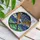 Baseball Fathers' High Contrast Tiffany Stained Glass Crossed Baseball Bats 'Dad' Amber Royal Blue Swirling Sky Mosaic Stained Glass Suncatcher - 3