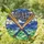 Baseball Fathers' High Contrast Tiffany Stained Glass Crossed Baseball Bats 'Dad' Amber Royal Blue Swirling Sky Mosaic Stained Glass Suncatcher - 1