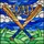 Baseball Fathers' High Contrast Tiffany Stained Glass Crossed Baseball Bats 'Dad' Amber Royal Blue Swirling Sky Mosaic Stained Glass Suncatcher - 5