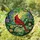 Nature Lovers' Vibrant Ruby Cardinal Stained Glass Art, Emerald Vines, Amber Beads, Lush Green Mosaic Stained Glass Suncatcher - c0-a3RGLrG
