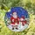 Holiday Decor Lovers' Edge-to-Edge Stained Glass Santa Snowman Snowy Village, Red Blue Yellow Amber Jewel Tones Stained Glass Suncatcher - HorziGqHsq
