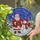Holiday Decor Lovers' Edge-to-Edge Stained Glass Santa Snowman Snowy Village, Red Blue Yellow Amber Jewel Tones Stained Glass Suncatcher - wBkP4B_juE