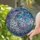 Celestial Dreamers' Intricate Stained Glass Crescent Moon Floral Butterfly Azure Sapphire Violet Design Stained Glass Suncatcher - 2