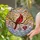 Nature Lovers Glowing Red Cardinal Stained Glass Mosaic Winter Sky Art with Dad Heart Charm Stained Glass Suncatcher - aUoTMTs0ro