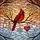 Nature Lovers Glowing Red Cardinal Stained Glass Mosaic Winter Sky Art with Dad Heart Charm Stained Glass Suncatcher - 5