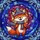 Winter Art Lovers' Cheerful Fox Tiffany Stained Glass Beanie Scarf Orange Blue Purple Jewel Tones Stained Glass Suncatcher - 5