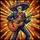 Festive Cultural Art Lovers' Stained Glass Mariachi Skeleton Calavera Blue Suit Fiery Orange Guitar Golden Mosaic Stained Glass Suncatcher - 5
