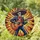 Festive Cultural Art Lovers' Stained Glass Mariachi Skeleton Calavera Blue Suit Fiery Orange Guitar Golden Mosaic Stained Glass Suncatcher - 1