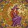 Whimsical Art Fans' Stained Glass Witch Tiffany Style Golden Moon Floral Jewel Tones Pattern Stained Glass Suncatcher - 5