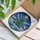Stained Glass Art Lovers' Winter Christmas Tree Cabin Scene Deep Teal Gold Blue Celestial Mosaic Stained Glass Suncatcher - 3