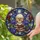 Artistic Souls' Ornate Tiffany Style Stained Glass Skull Golden Eyes Purple Roses Cosmic Swirls Stained Glass Suncatcher - 2