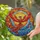 Mythical Art Lovers' Tiffany Style Stained Glass Phoenix Soaring Fiery Red & Aqua Blue Moon Stained Glass Suncatcher - 2