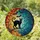 Autumn Art Lovers Tiffany Style Black Cat Teal Orange Autumn Night Sky Stained Glass Suncatcher - 1
