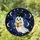 Fantasy Art Lovers' Tiffany Stained Glass Ghost with Black Cat, Starry Night Mosaic, Jewel Tones Stained Glass Suncatcher - 1