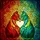 Cat Lovers' Vibrant Stained Glass Tiffany Cats Heart Embrace Jewel Tone Red Orange Blue Green Mosaic Stained Glass Suncatcher - 5