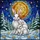Rabbit Lovers' Intricate Stained Glass Rabbits Golden Moon Sapphire Blue Winter Mosaic Stained Glass Suncatcher - 5