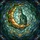 Stained Glass Art Lovers' Serene Cat Moon Celestial Cosmic Emerald Green Amber Gold Teal Blue Stained Glass Suncatcher - 5