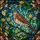 Nature Lovers' Tiffany Stained Glass Speckled Thrush Bird Amber Brown Golden Yellow Jewel Tone Mosaic Art Stained Glass Suncatcher - 5