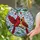 Bird & Nature Lovers' Ruby Red Yellow Tiffany Stained Glass Cardinal Embrace Mosaic Pattern Stained Glass Suncatcher - 2