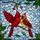 Bird & Nature Lovers' Ruby Red Yellow Tiffany Stained Glass Cardinal Embrace Mosaic Pattern Stained Glass Suncatcher - 5