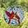 Bird & Nature Lovers' Ruby Red Yellow Tiffany Stained Glass Cardinal Embrace Mosaic Pattern Stained Glass Suncatcher - 1