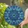 Intricate Pattern Admirers Tiffany-Style Six-Point Geometric Starburst Mosaic in Deep Blues & Teals with Silver Bezels Stained Glass Suncatcher - 2