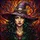 Fantasy Art Lovers' Edge-to-Edge Stained Glass Witch Emerald Green Purple Amber Ornate Skull Hat Design Stained Glass Suncatcher - 5