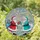 Holiday Celebrators' Vibrant Stained Glass Santas Gift Teal Red Gold Blue Snowflake Mosaic Art Stained Glass Suncatcher - OT9P40AY_O