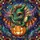 Fantasy Art Lovers' Intricate Tiffany Baby Dragon Pumpkin Jewel Tone Glitter Twilight Pattern Stained Glass Suncatcher - 5