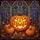 Halloween & Autumn Enthusiasts Menacing Jack-o'-Lantern Tiffany Stained Glass Gothic Cathedral Blue Orange Jewel Tones Stained Glass Suncatcher - 5