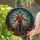 Halloween Enthusiasts' Glowing Teal Orange Purple Stained Glass Scarecrow Autumn Forest Mosaic Stained Glass Suncatcher - 2