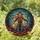 Halloween Enthusiasts' Glowing Teal Orange Purple Stained Glass Scarecrow Autumn Forest Mosaic Stained Glass Suncatcher - 1