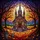 Gothic Art Lovers' Ornate Stained Glass Chapel, Radiant Moonlit Twilight, Autumn Foliage & Jewel Tone Pattern Stained Glass Suncatcher - 5
