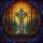 Art Enthusiasts' Jewel-Toned Stained Glass Celtic Cross Mystical Forest Sunset Mosaic Stained Glass Suncatcher - 5